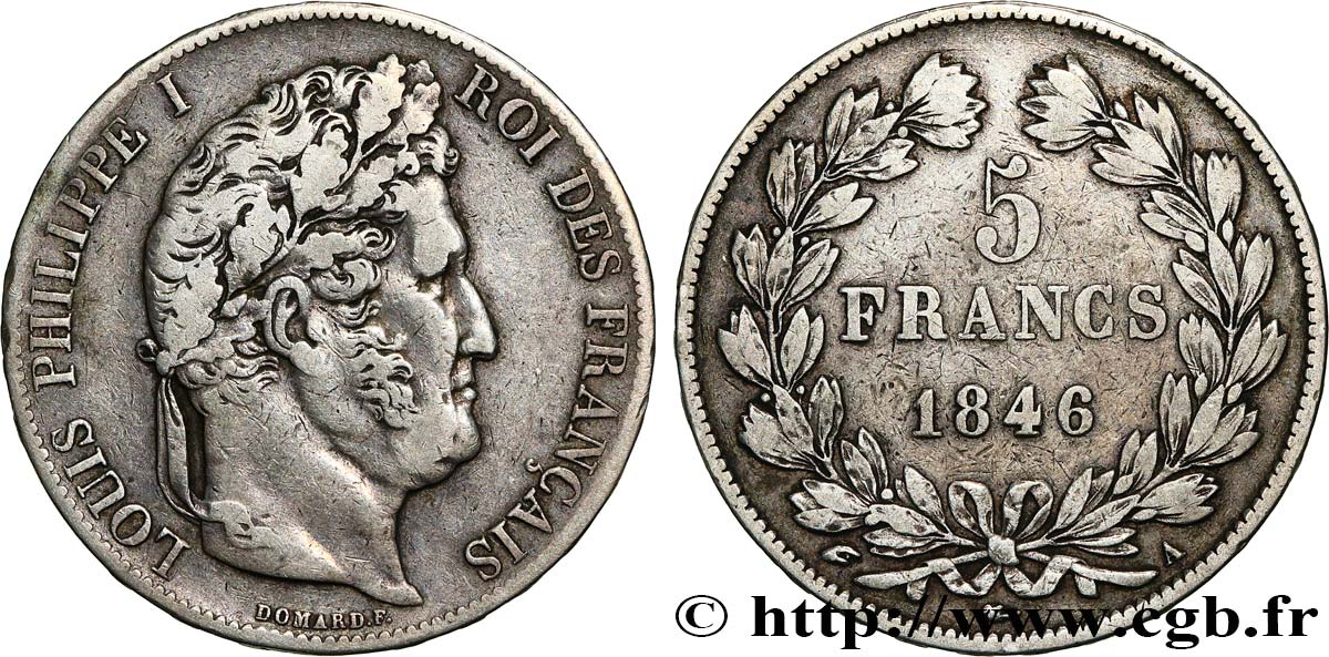 5 francs IIIe type Domard 1846 Paris F.325/10 TB 