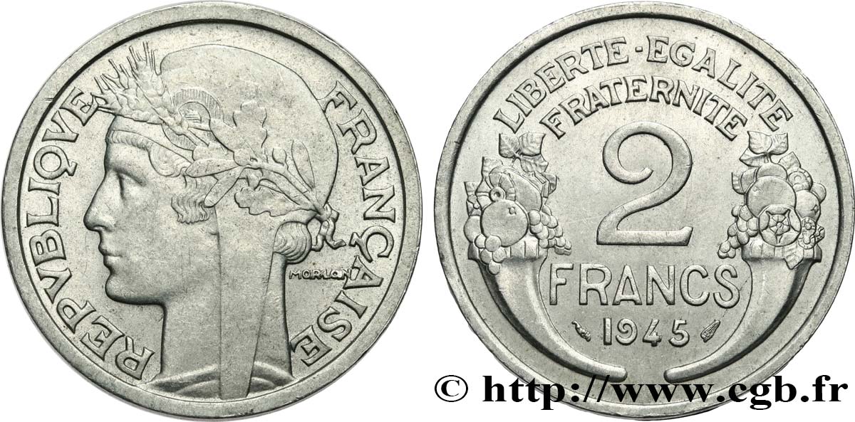 2 francs Morlon, aluminium 1945  F.269/5 TTB50 