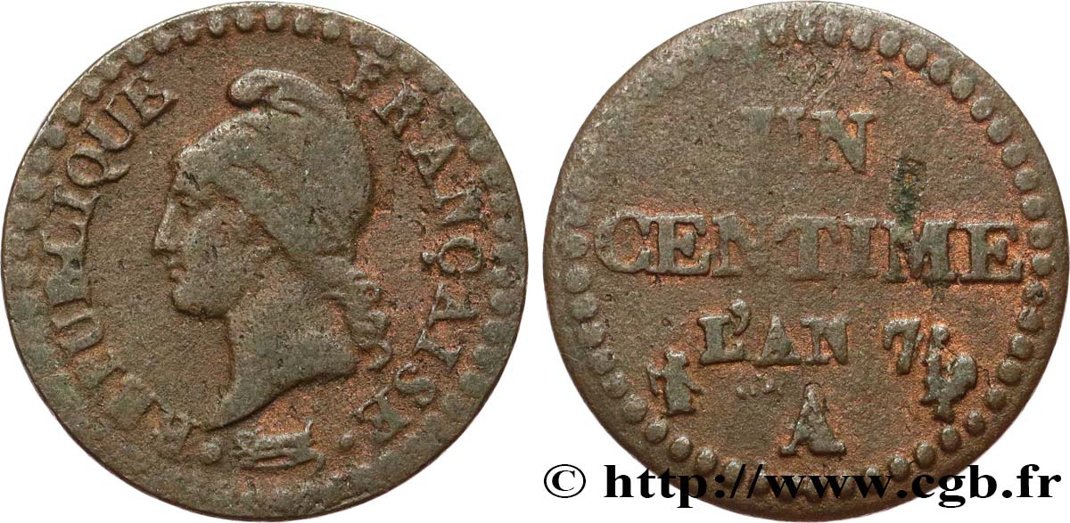 Un centime Dupré, grand 7 1799 Paris F.100/16 TB15 