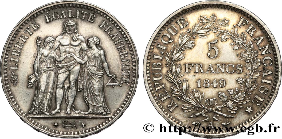 5 francs Hercule, IIe République 1849 Paris F.326/5 SUP60 