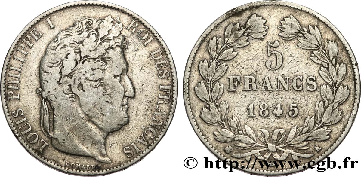 5 francs IIIe type Domard 1845 Bordeaux F.325/8 BC25 