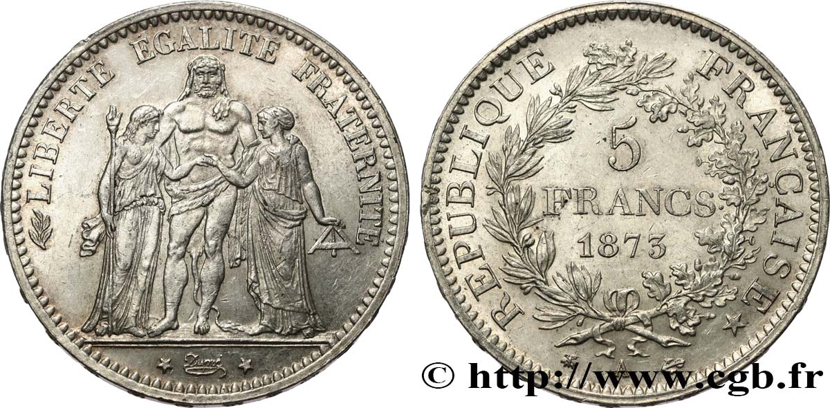 5 francs Hercule 1873 Paris F.334/9 SPL58 