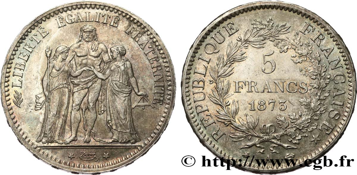 5 francs Hercule 1873 Paris F.334/9 SPL 