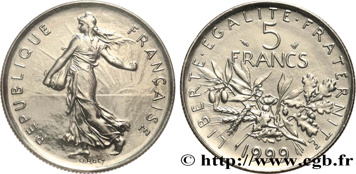 5 francs Semeuse, nickel, Brillant Universel 1999 Pessac F.341/35 MS 