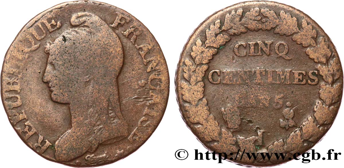Cinq centimes Dupré, grand module 1797 Limoges F.115/23 TB15 