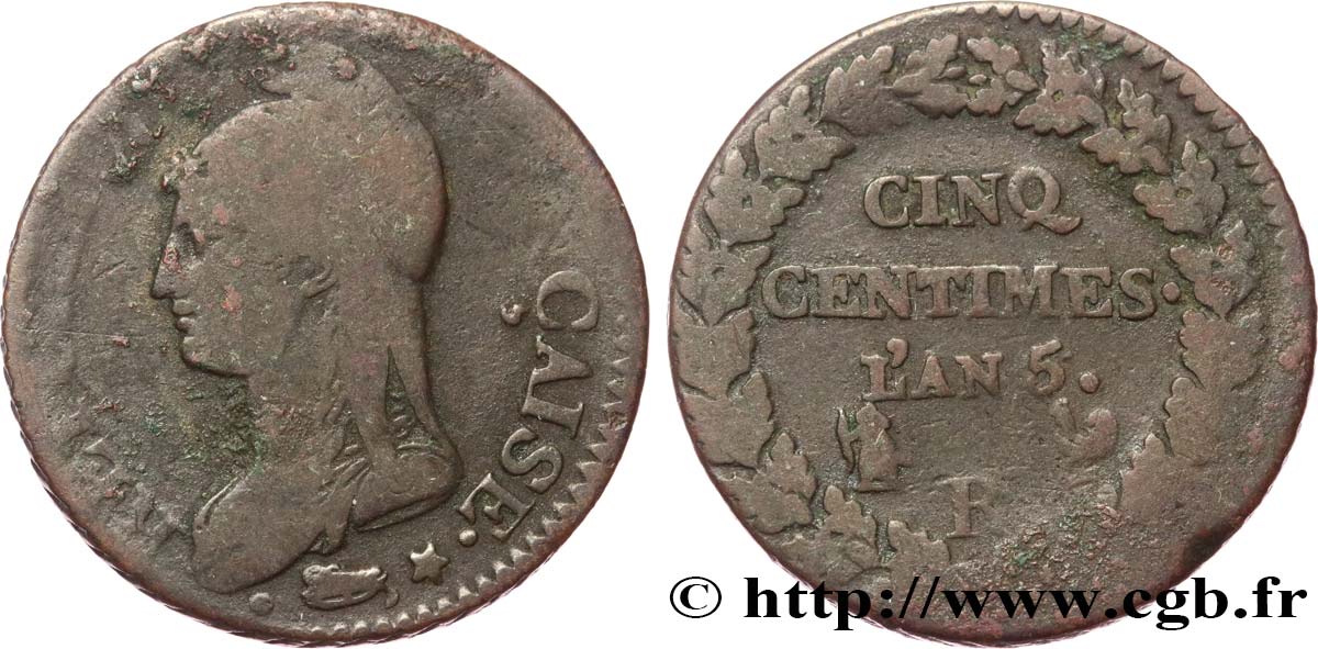 Cinq centimes Dupré, grand module 1797 Orléans F.115/28 TB15 