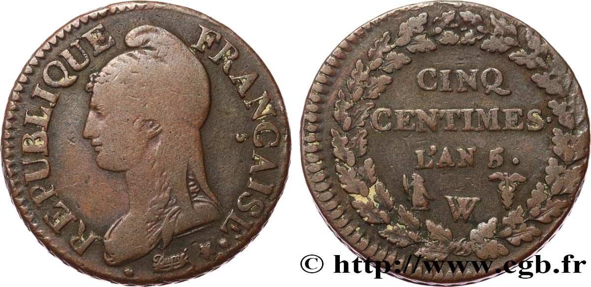 Cinq centimes Dupré, grand module 1797 Lille F.115/31 BC20 
