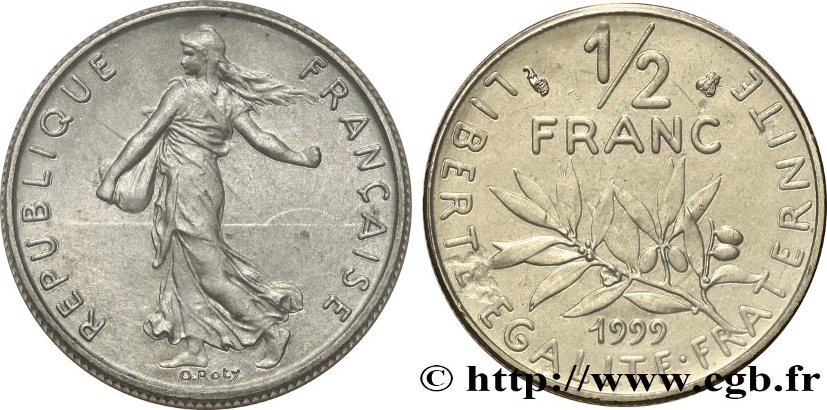1/2 franc Semeuse, Brillant Universel 1999 Pessac F.198/42 MS 