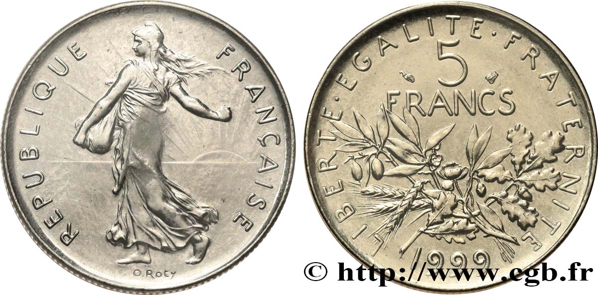 5 francs Semeuse, nickel, Brillant Universel 1999 Pessac F.341/35 MS 