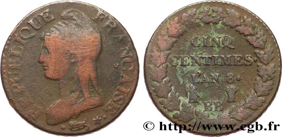 Cinq centimes Dupré, grand module 1800 Strasbourg F.115/117 BC15 