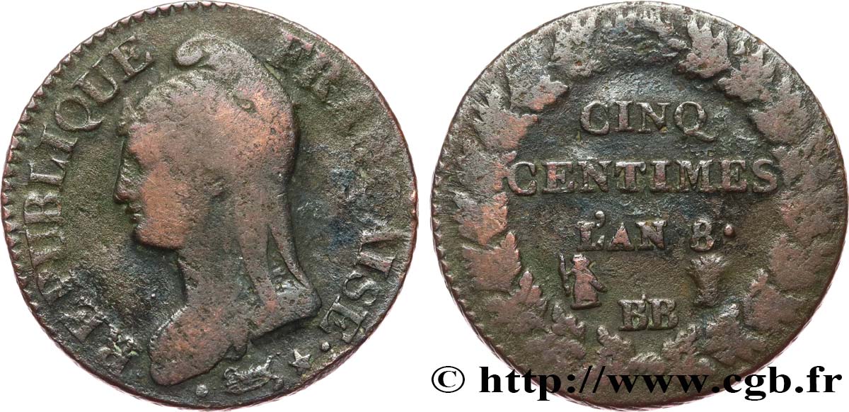 Cinq centimes Dupré, grand module 1800 Strasbourg/Paris F.115/120 MB15 