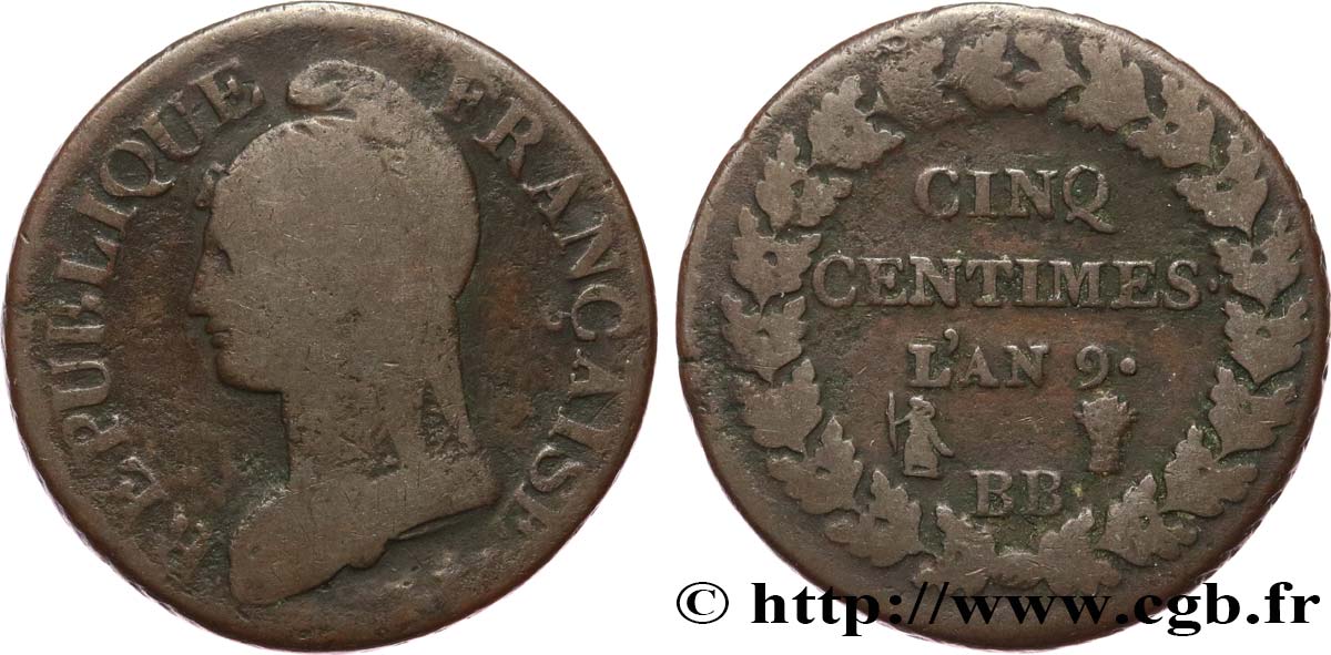 Cinq centimes Dupré, grand module 1801 Strasbourg F.115/154 MB15 