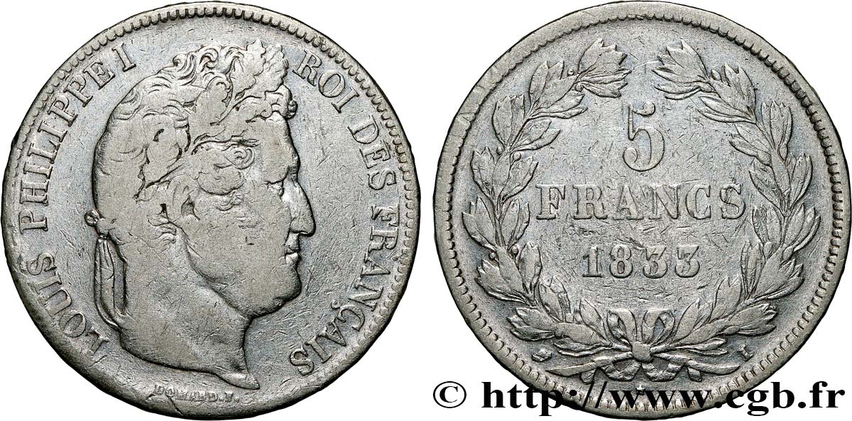 5 francs IIe type Domard 1833 Limoges F.324/20 TB 
