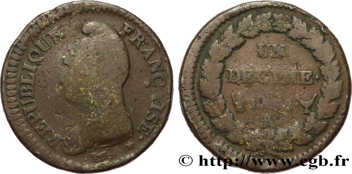 Un décime Dupré, grand module 1800 Bordeaux F.129/70 B10 