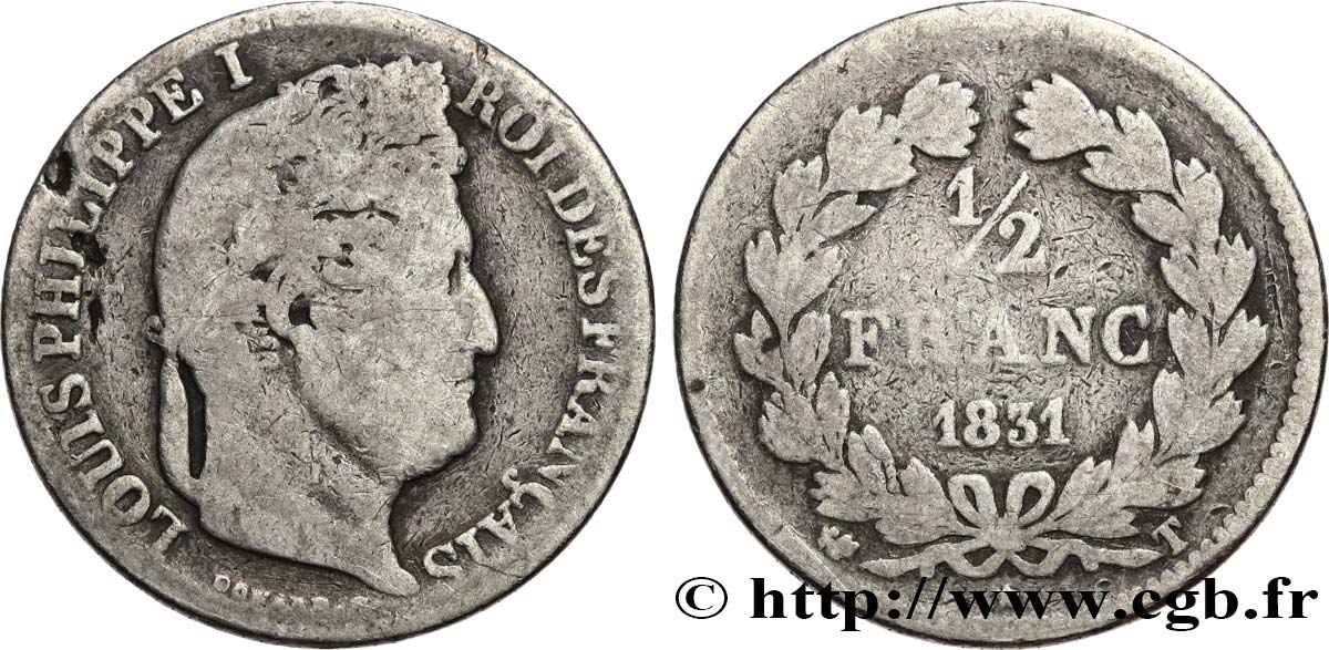 1/2 franc Louis-Philippe 1831 Nantes F.182/12 B 