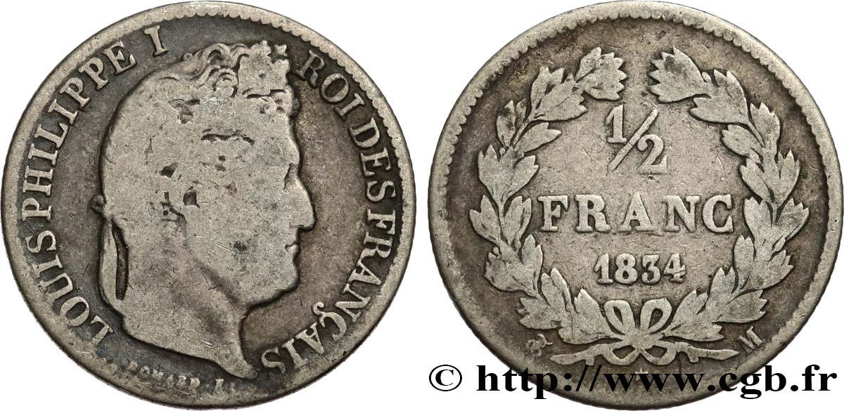 1/2 franc Louis-Philippe 1834 Toulouse F.182/48 F12 