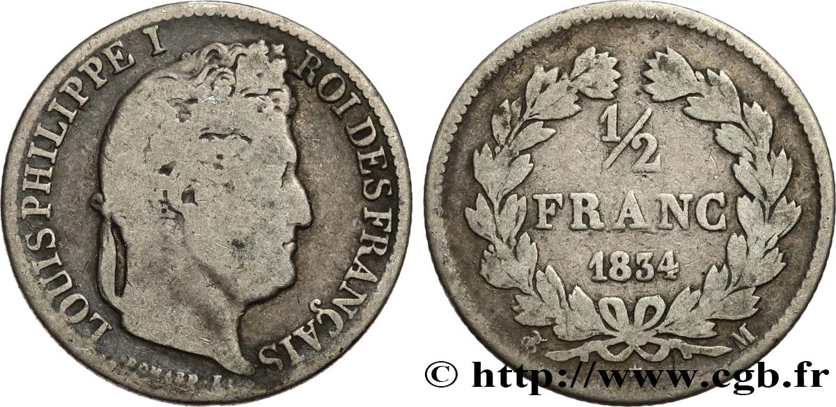 1/2 franc Louis-Philippe 1834 Toulouse F.182/48 B12 