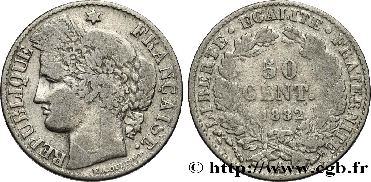 50 centimes Cérès, IIIe République 1882 Paris F.189/10 BC15 