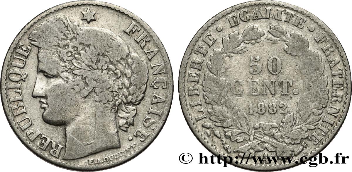 50 centimes Cérès, IIIe République 1882 Paris F.189/10 MB15 