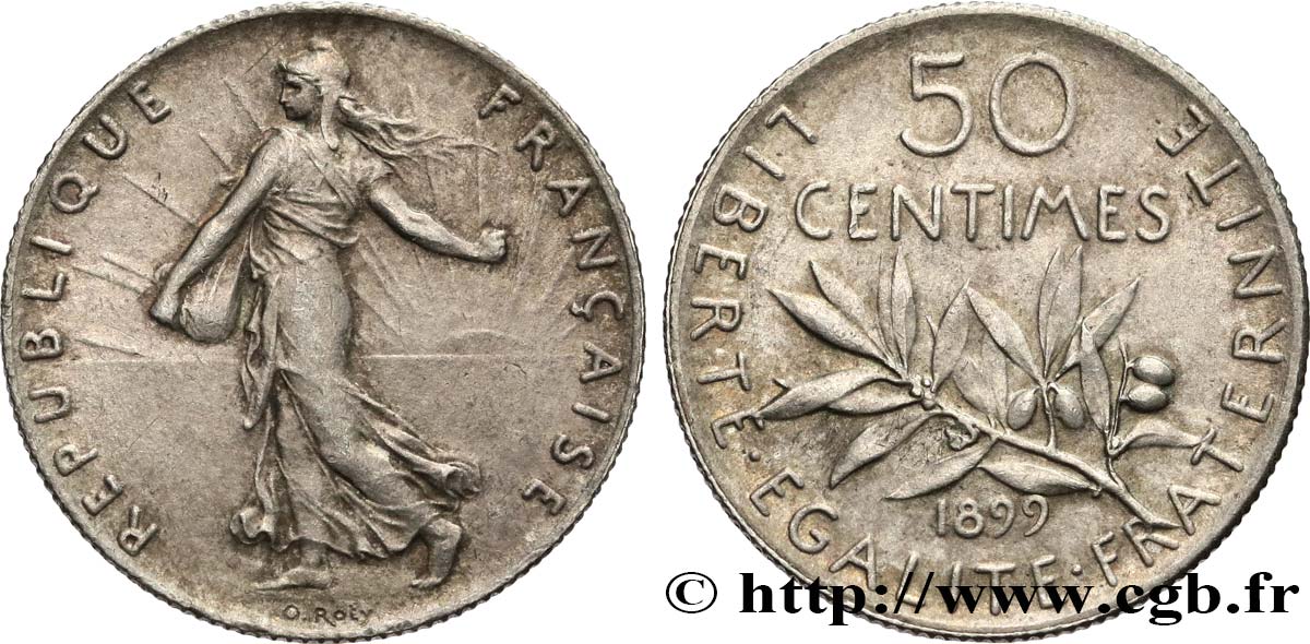 50 centimes Semeuse 1899 Paris F.190/5 EBC58 