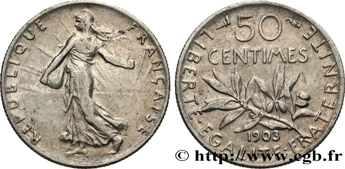 50 centimes Semeuse 1903 Paris F.190/10 TB35 
