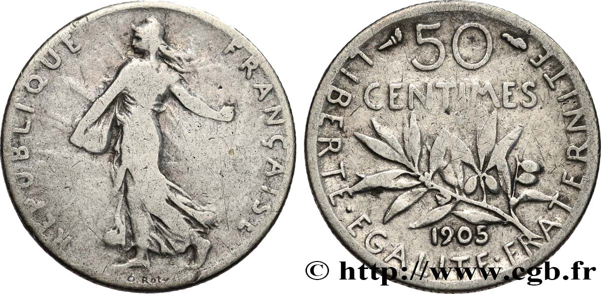 50 centimes Semeuse 1905 Paris F.190/12 BC15 