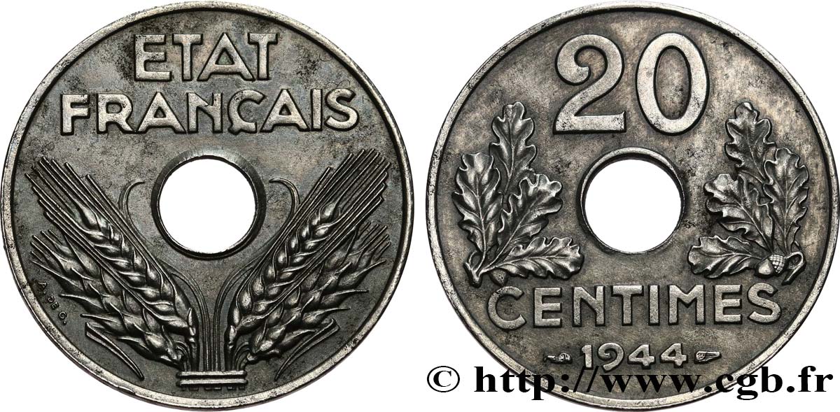 20 centimes fer 1944  F.154/3 SPL63 