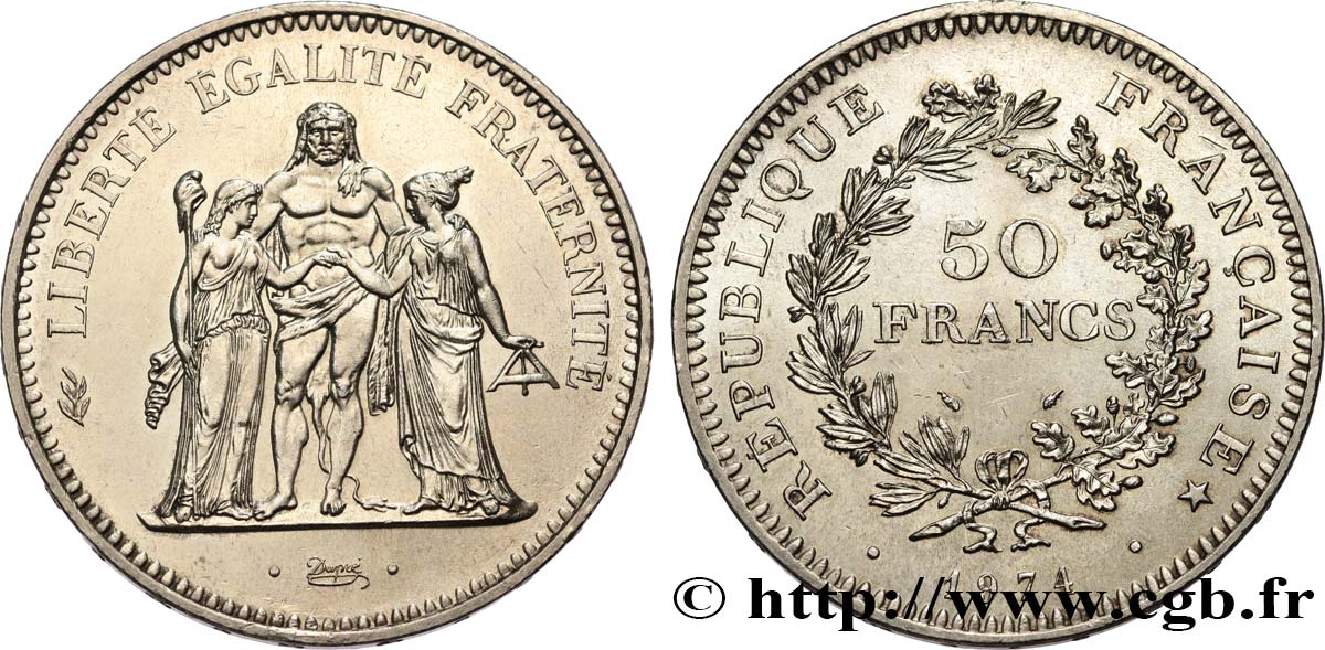 50 francs Hercule, avers de la 20 francs 1974  F.426/1 VZ60 