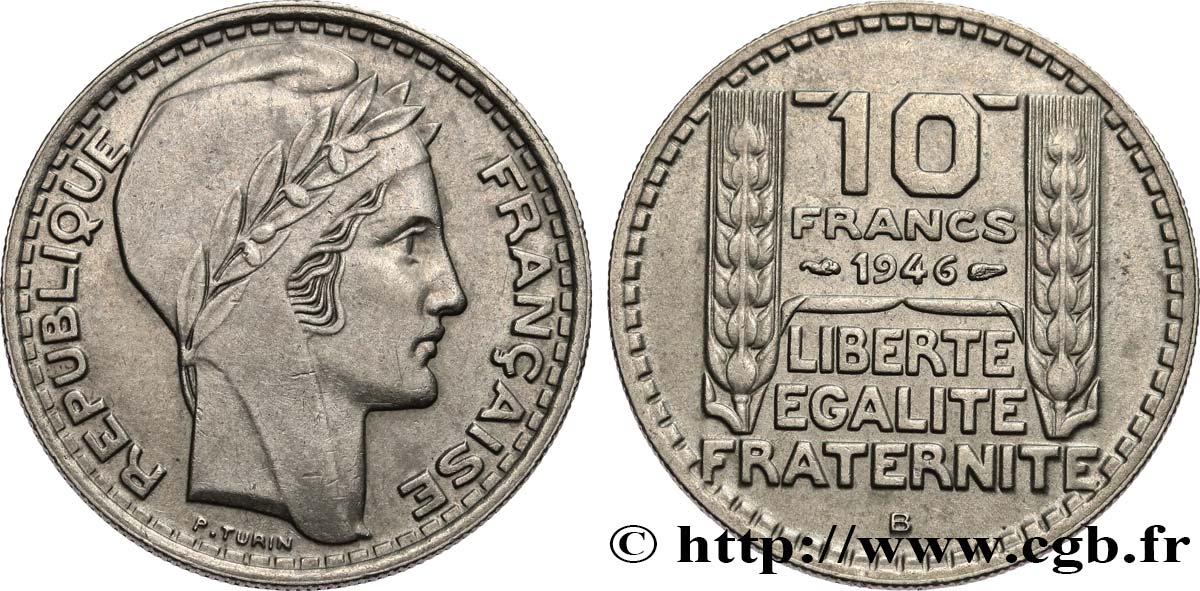 10 francs Turin, grosse tête, rameaux longs 1946 Beaumont-Le-Roger F.361/4 BB53 