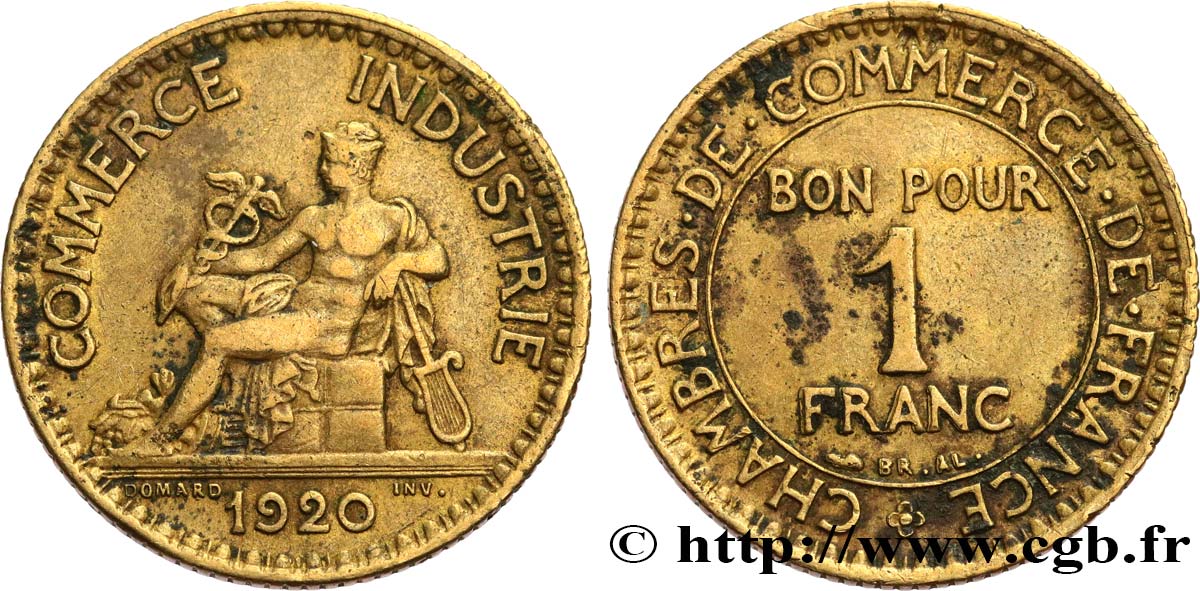 1 franc Chambres de Commerce 1920 Paris F.218/2 TB+ 