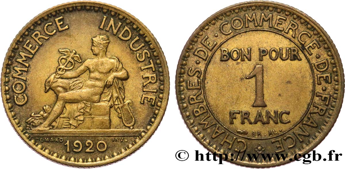 1 franc Chambres de Commerce 1920 Paris F.218/2 TTB45 