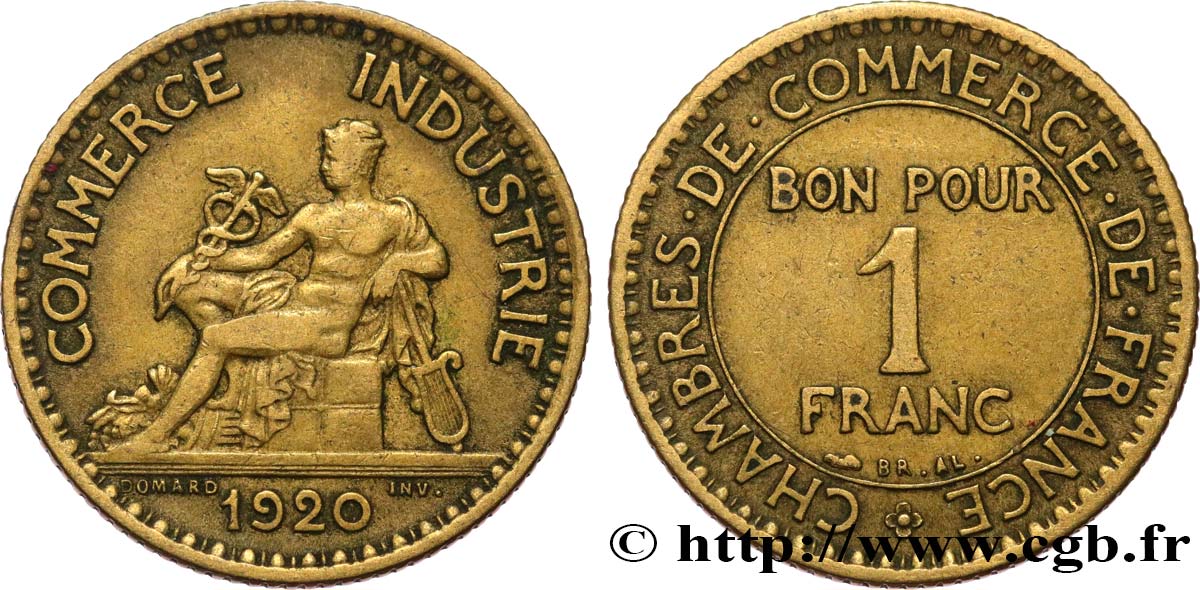 1 franc Chambres de Commerce 1920 Paris F.218/2 VF35 