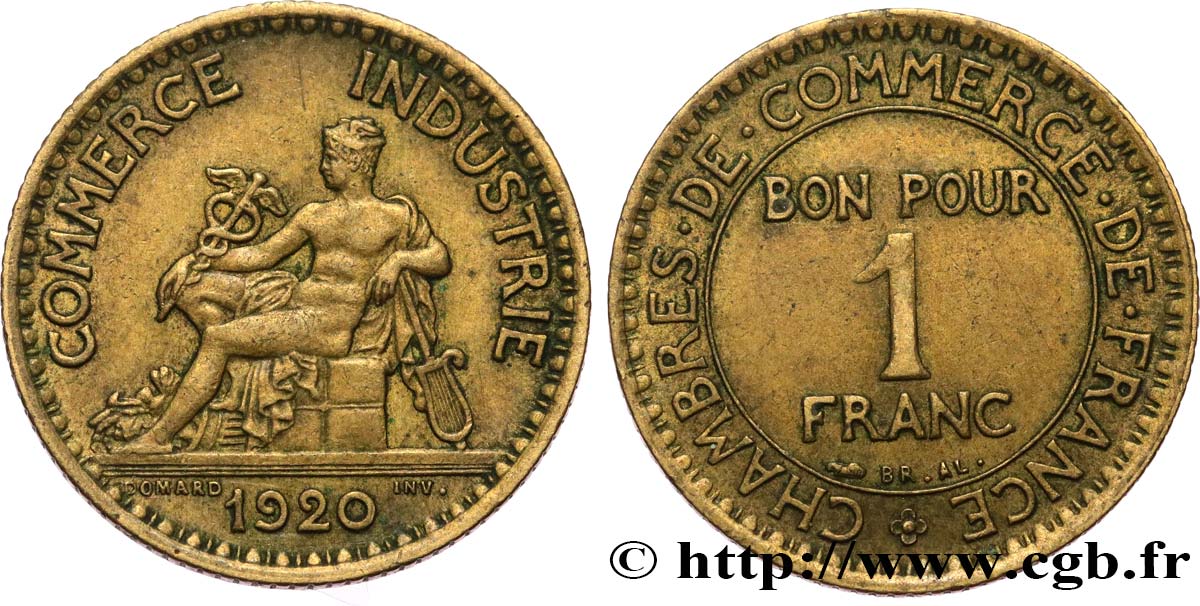 1 franc Chambres de Commerce 1920 Paris F.218/2 TTB50 