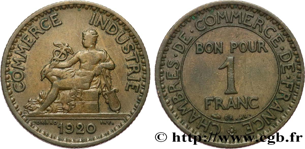 1 franc Chambres de Commerce 1920 Paris F.218/2 TB25 