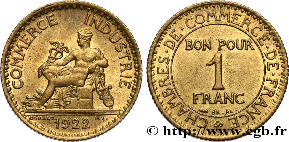 1 franc Chambres de Commerce 1922 Paris F.218/4 SUP60 