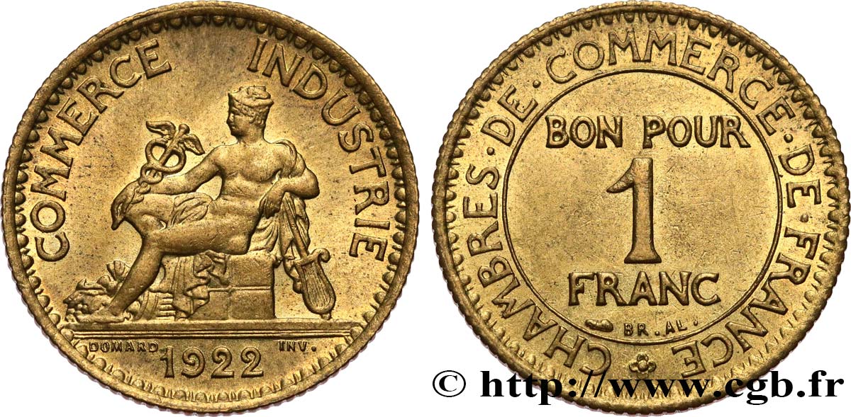 1 franc Chambres de Commerce 1922 Paris F.218/4 EBC60 