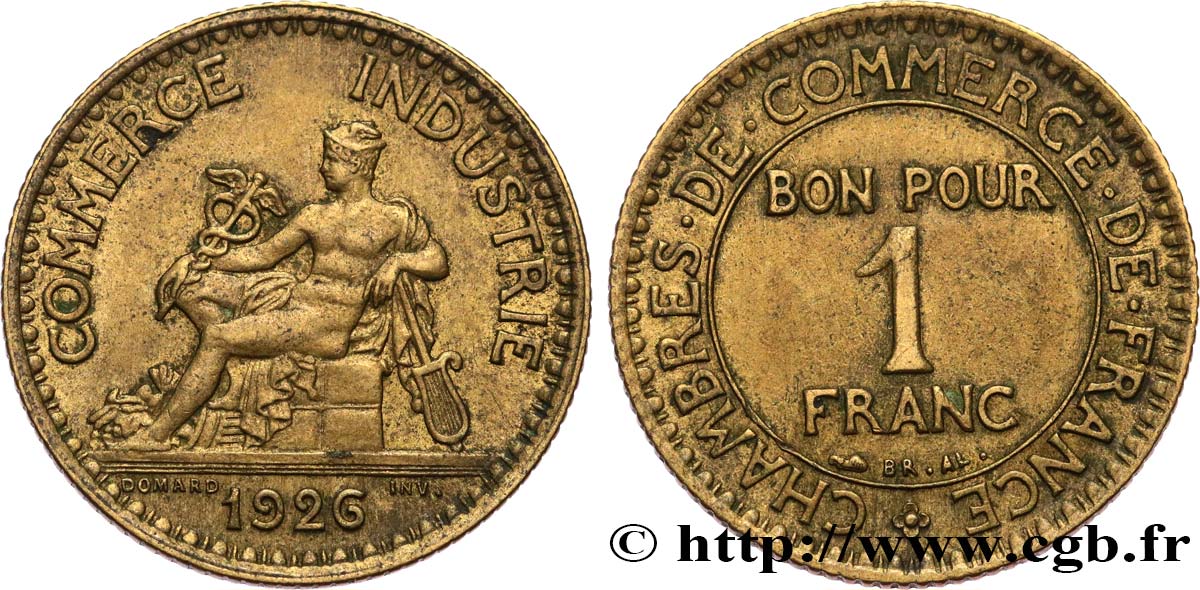 1 franc Chambres de Commerce 1926 Paris F.218/8 AU53 