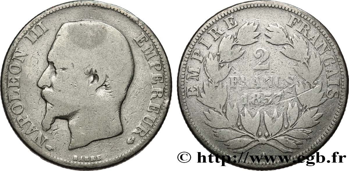 2 francs Napoléon III, tête nue 1857 Paris F.262/9 G 