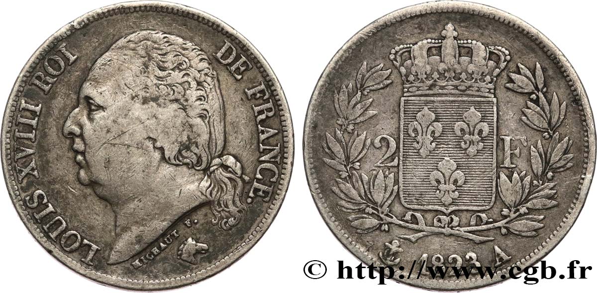 2 francs Louis XVIII 1823 Paris F.257/42 MB25 