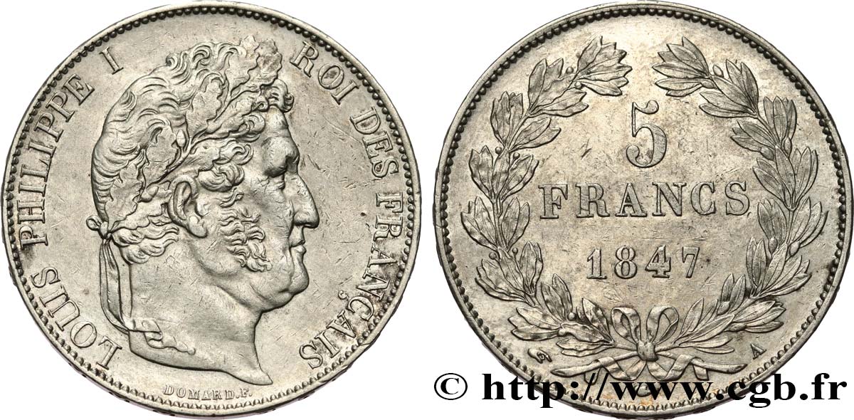 5 francs IIIe type Domard 1847 Paris F.325/14 fVZ 