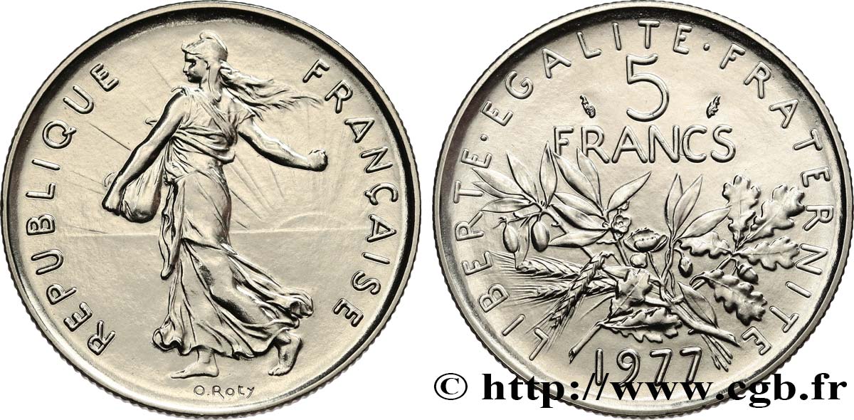 5 francs Semeuse, nickel 1977 Pessac F.341/9 FDC 