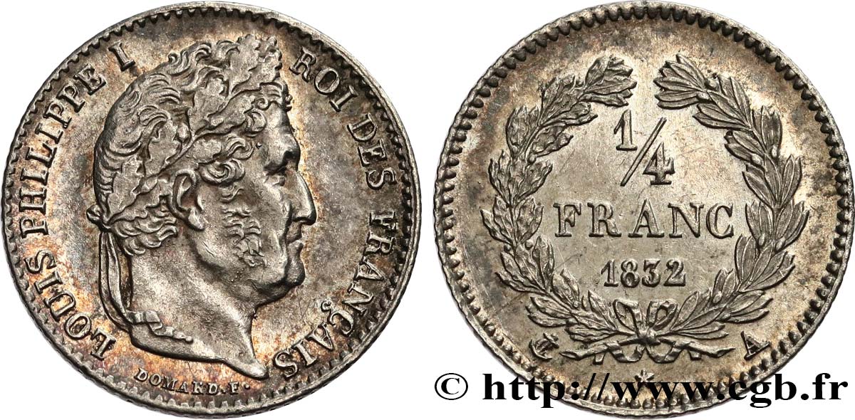 1/4 franc Louis-Philippe 1832 Paris F.166/12 AU 