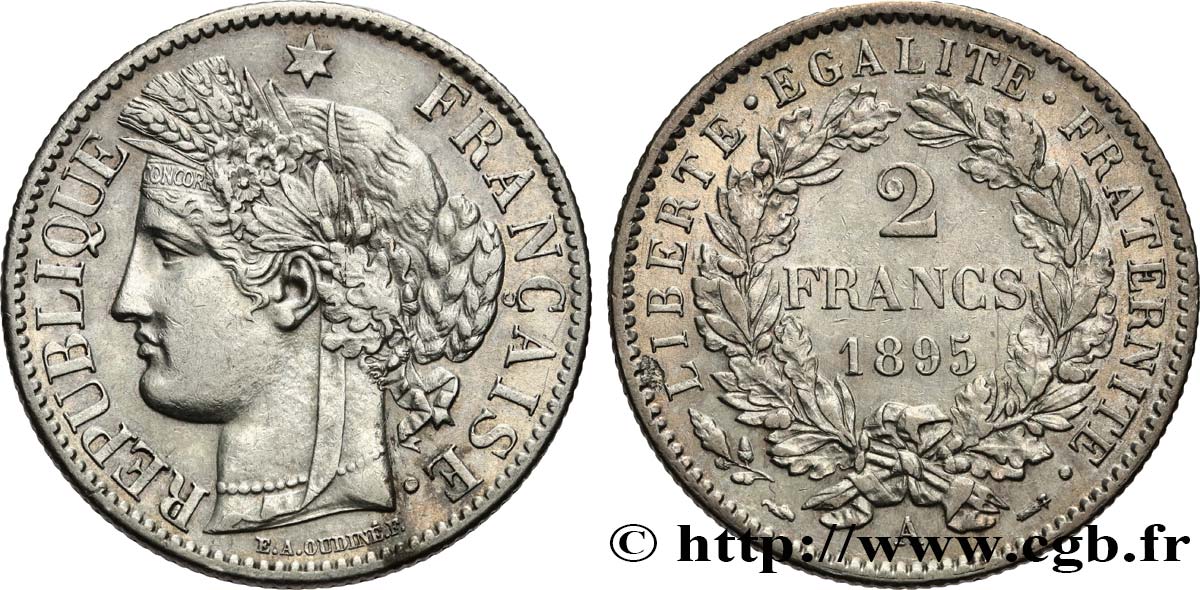 2 francs Cérès, avec légende 1895 Paris F.265/17 BB53 