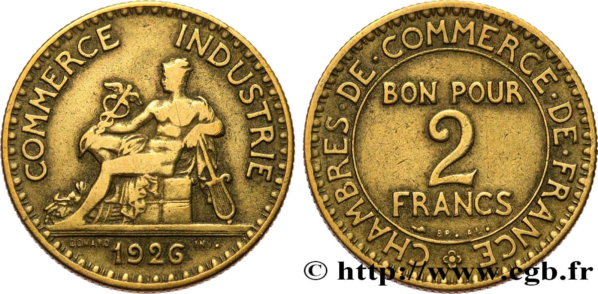 2 francs Chambres de Commerce 1926  F.267/8 TB 