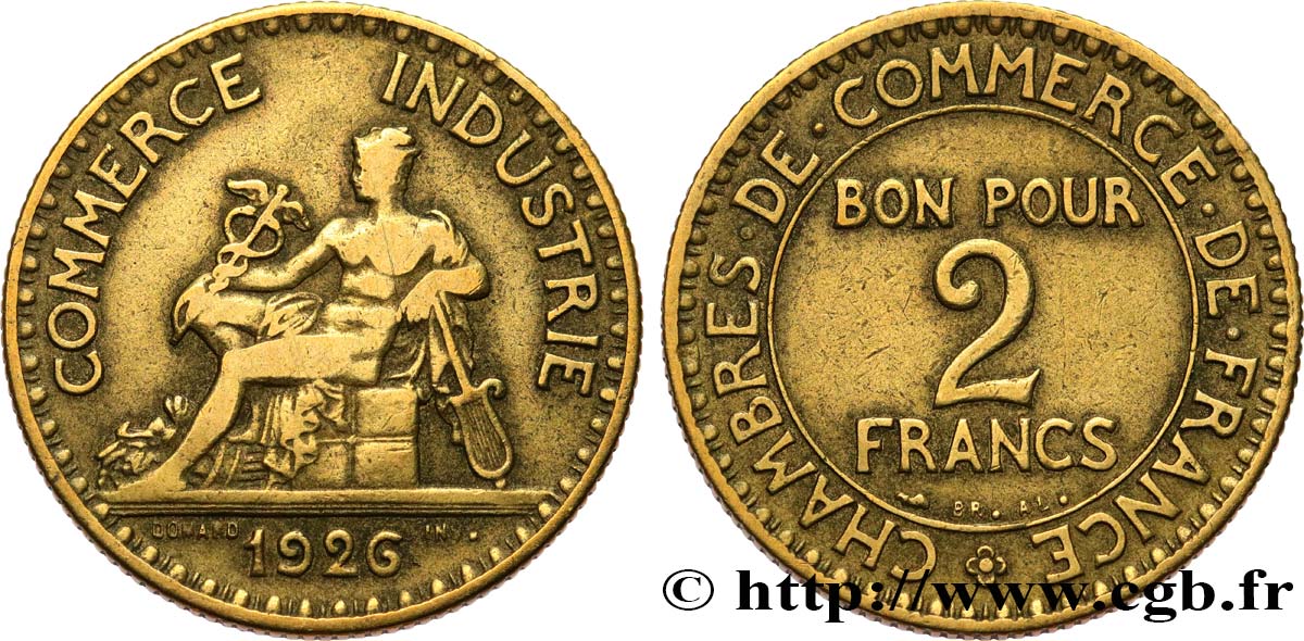 2 francs Chambres de Commerce 1926  F.267/8 VF 