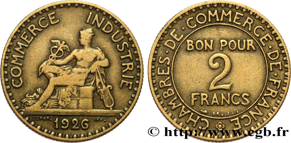 2 francs Chambres de Commerce 1926  F.267/8 TB25 