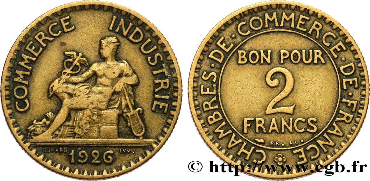 2 francs Chambres de Commerce 1926  F.267/8 VF 
