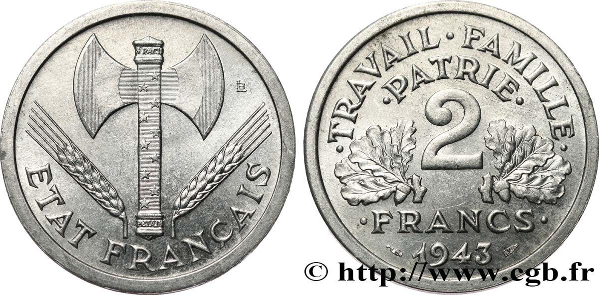 2 francs Francisque 1943  F.270/2 SPL 