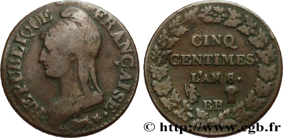 Cinq centimes Dupré, grand module 1800 Strasbourg F.115/118 BC 