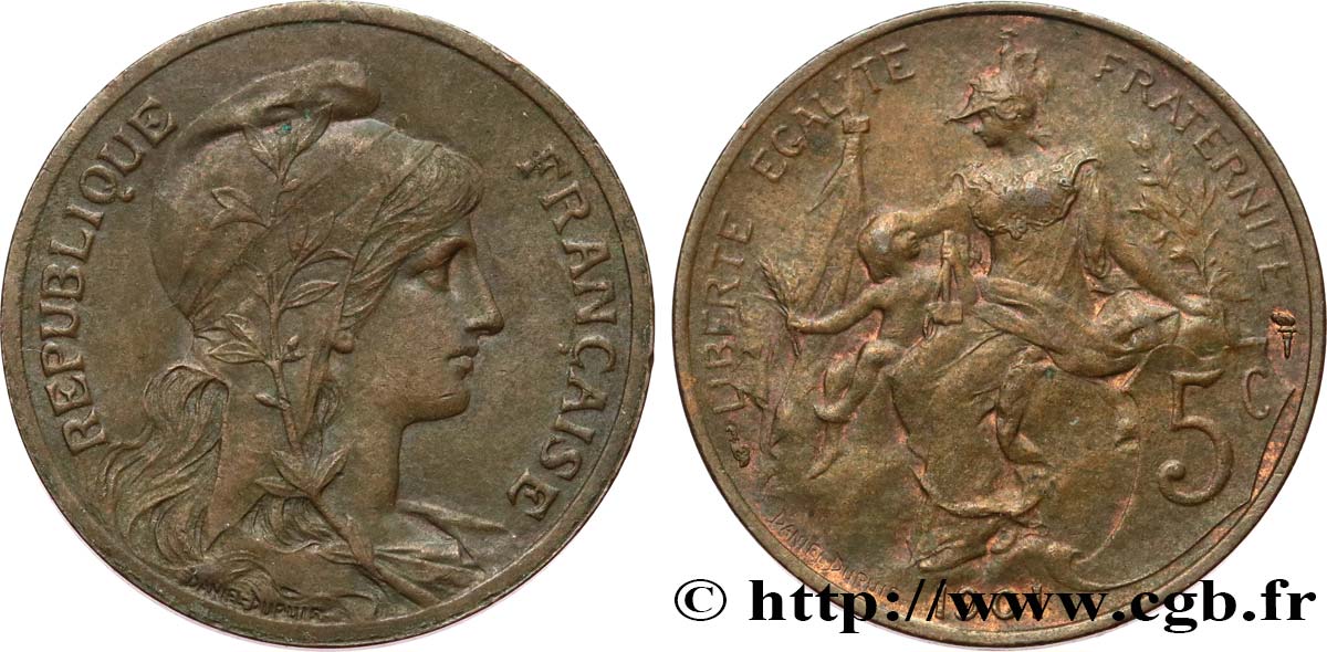 5 centimes Daniel-Dupuis 1901  F.119/11 XF45 